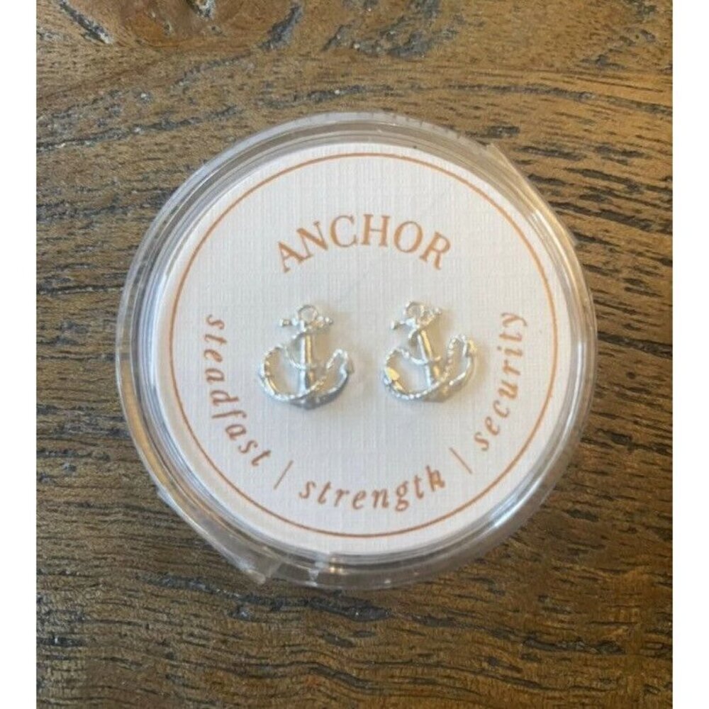 Alex & Ani Anchor Rope Stud Silver Nautical Earrings NEW‎